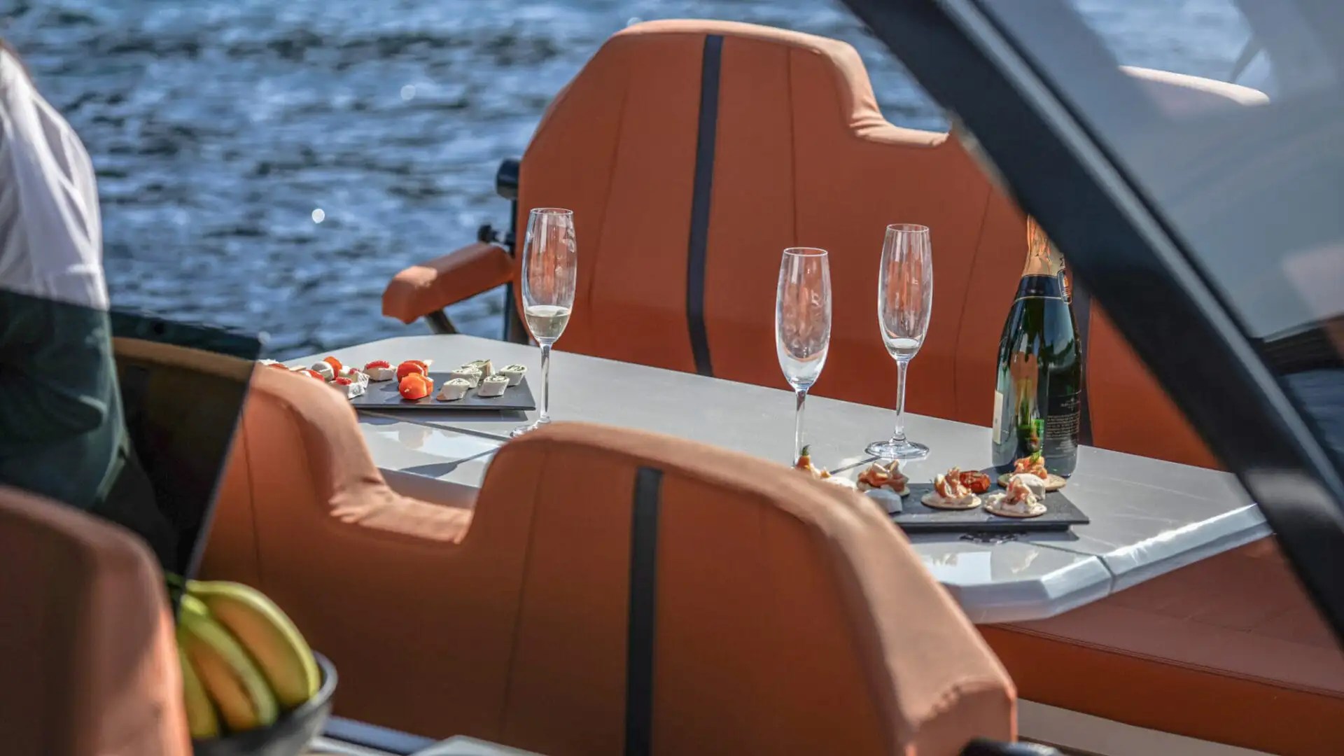 Sandbar anchor scene on 32′ Saxdor Miami Beach