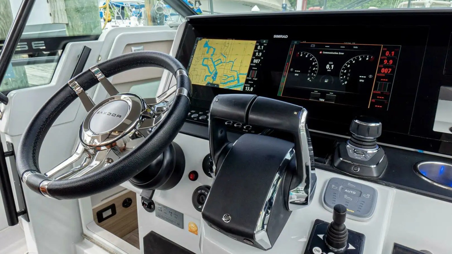 Helm station on 32′ Saxdor Miami Beach