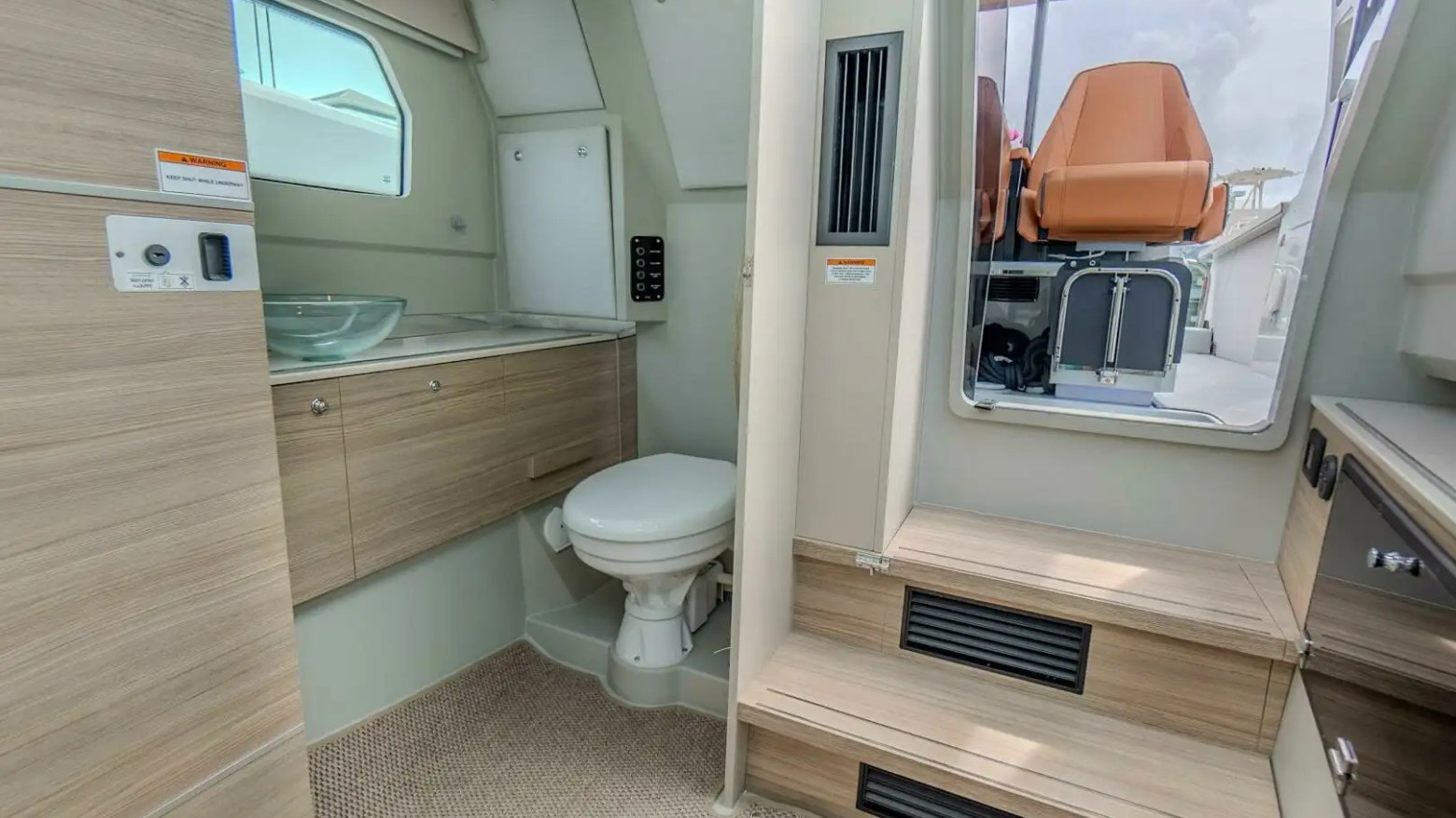 Bathroom interior on 32′ Saxdor Miami Beach