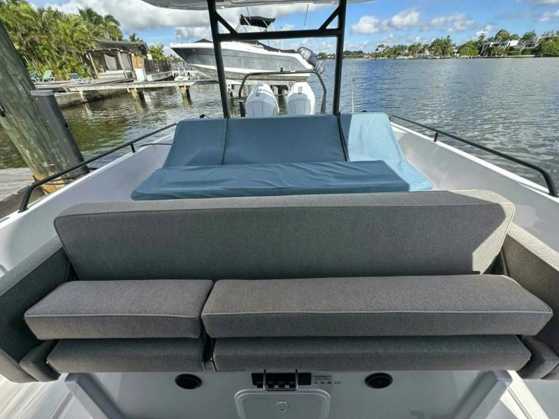 Interior cockpit seating on 38′ Axopar Miami