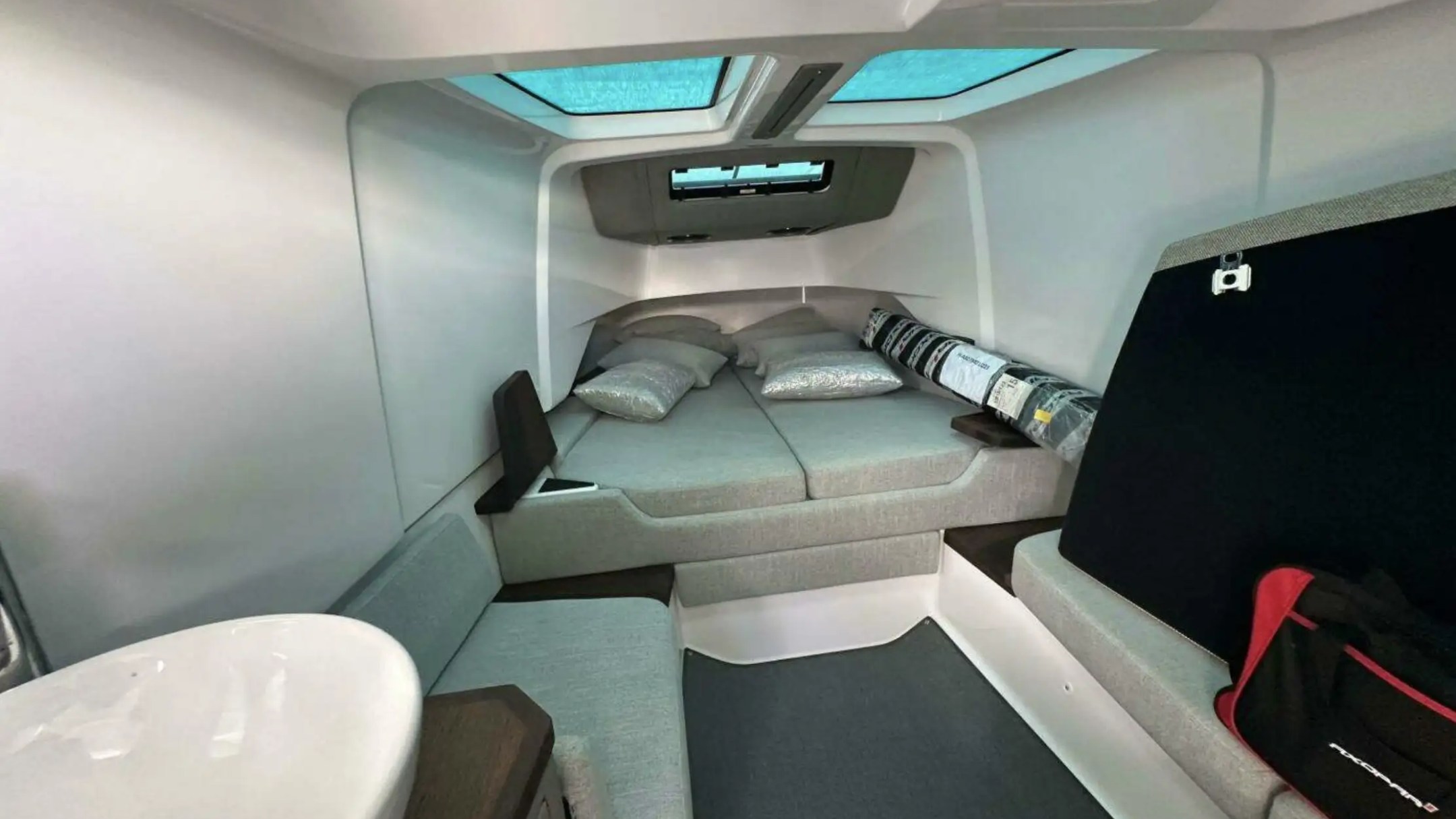 Cabin berth resting area on 38′ Axopar Miami