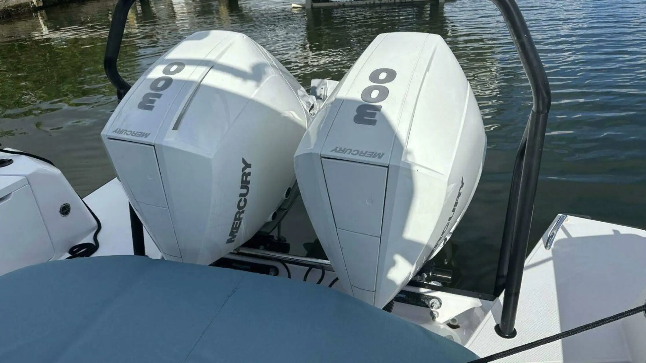 38ft Axopar boat Aventura stern view twin outboards