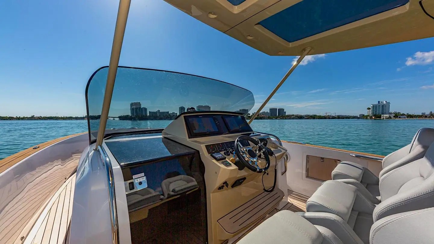 Interior console area on 38′ Pardo Miami Beach