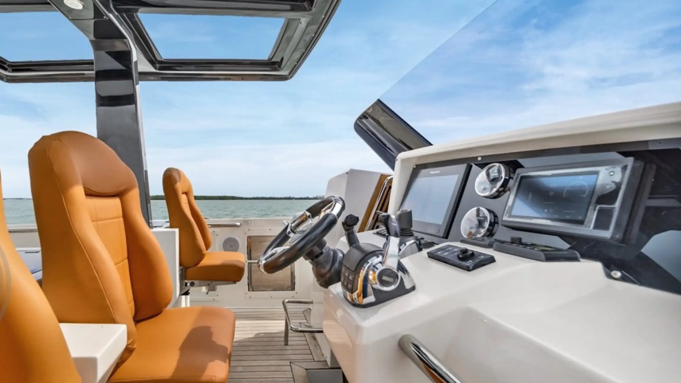 Cockpit social seating on 40′ Fjord Miami Beach