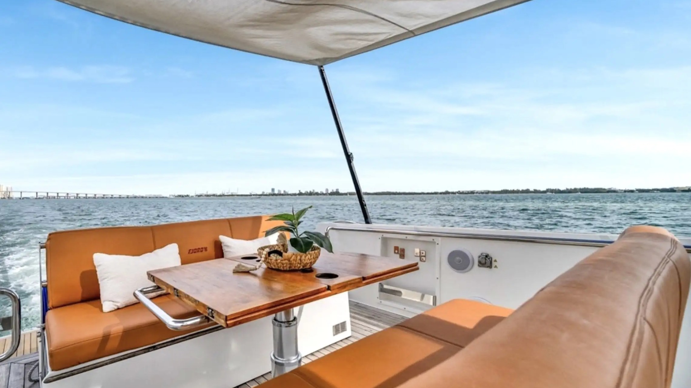Sandbar anchor scene on 40′ Fjord Miami Beach