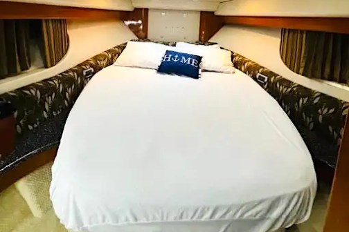 Main berth inside cabin on 48′ Formula Miami