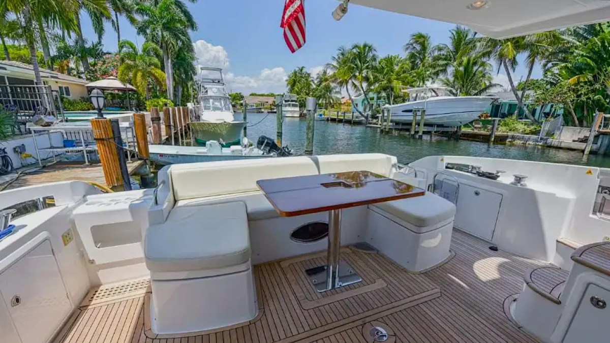 50ft Azimut yacht Miami evening deck lighting