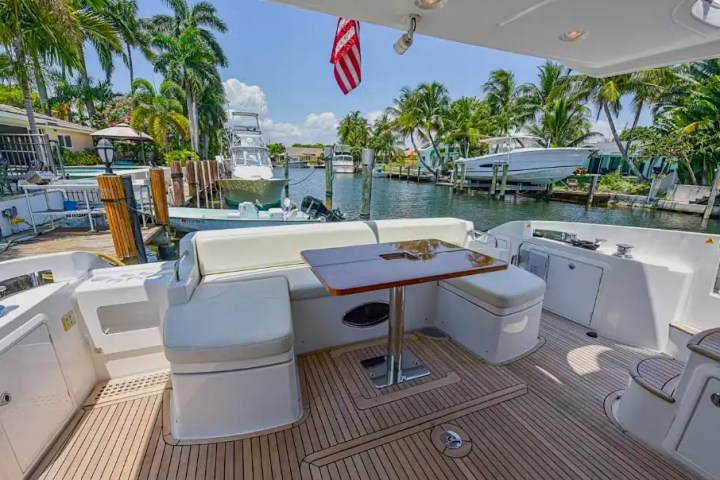 50ft Azimut yacht Miami evening deck lighting