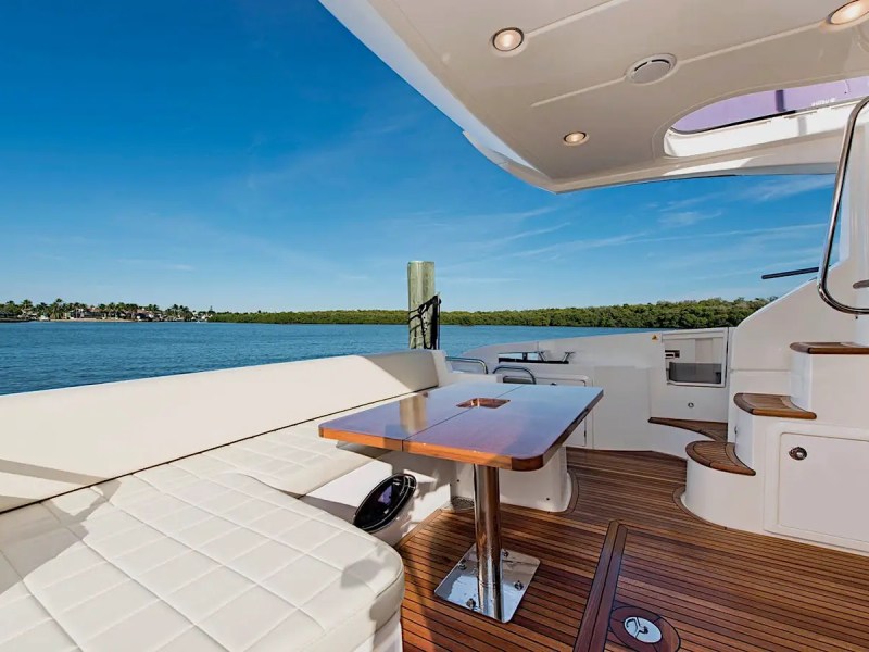 50ft Azimut yacht Miami stern seating with guests