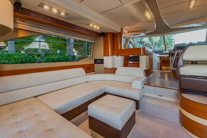 50ft Azimut yacht Miami salon lounge area
