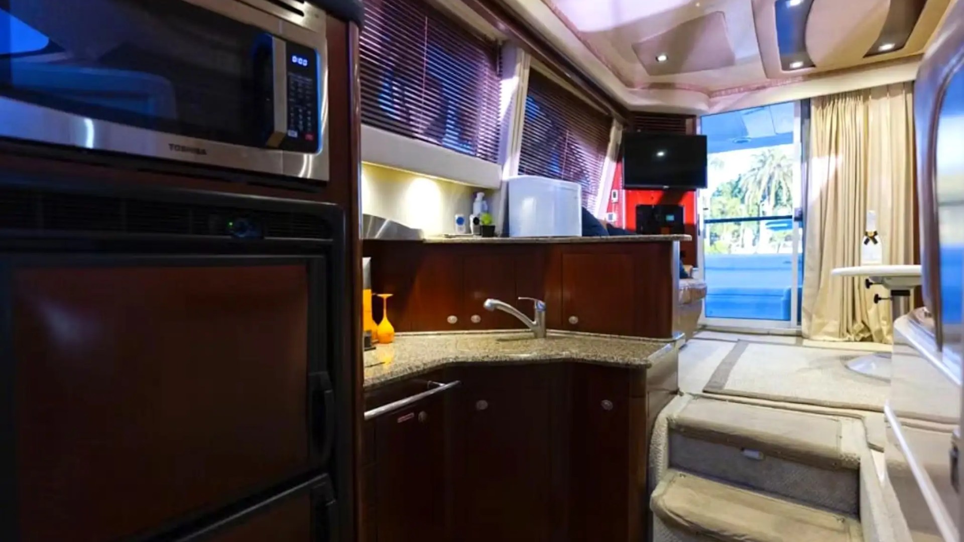 50′ SeaRay yacht interior wood trim finish