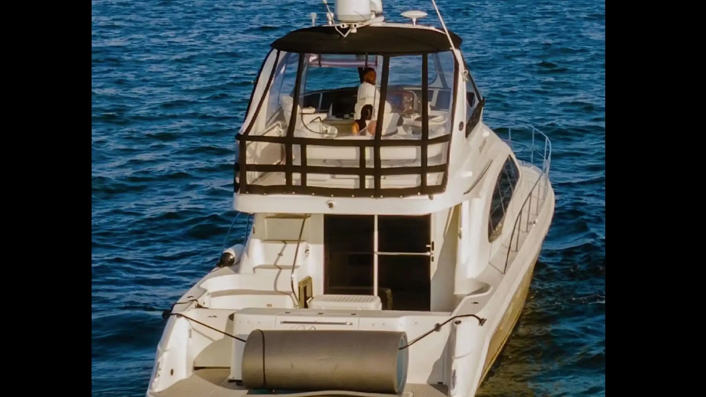 50′ SeaRay yacht sunlit exterior deck