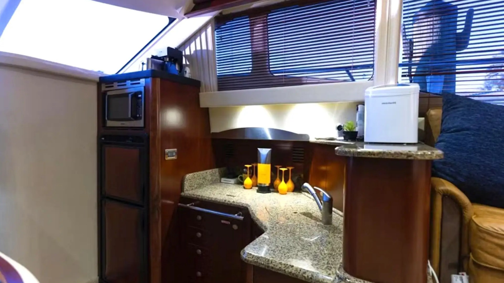 50′ SeaRay yacht interior galley and cabinetry