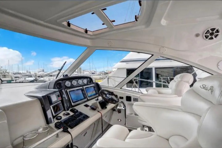 50ft SeaRay yacht Miami cockpit lounge exterior