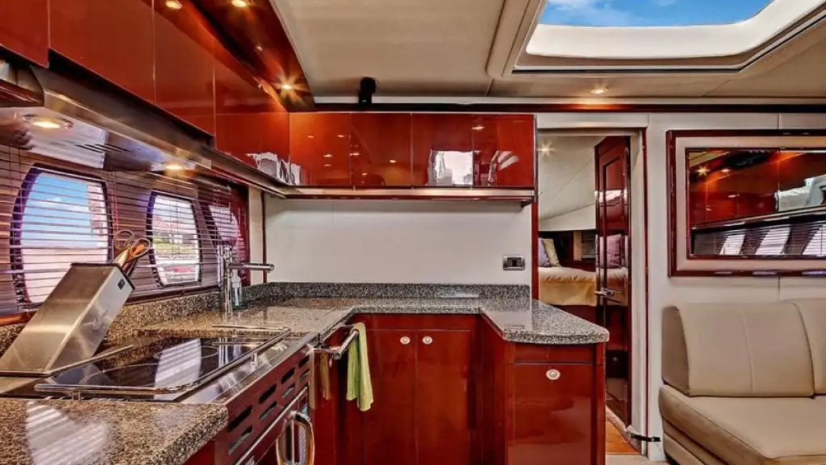 50ft SeaRay yacht Miami interior wood trim and finishes