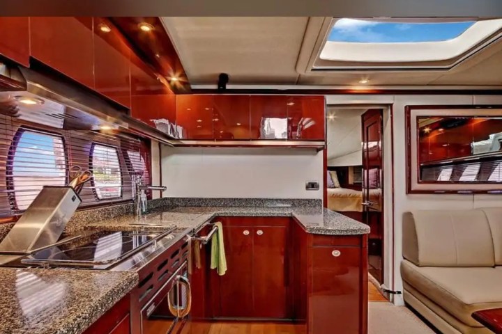 50ft SeaRay yacht Miami interior wood trim and finishes