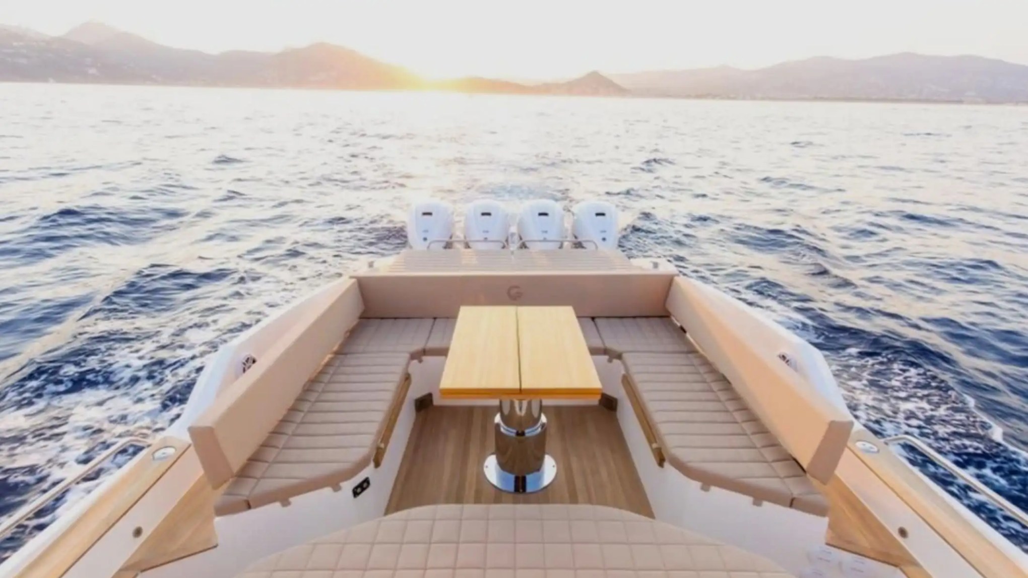 51′ Capelli yacht aft deck with social seating
