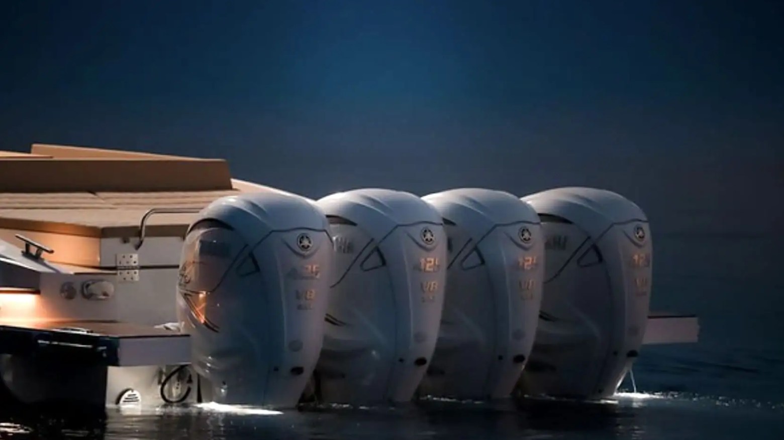 51' Capelli yacht four Yamaha 425 outboard engines mounted on the stern in Miami Beach