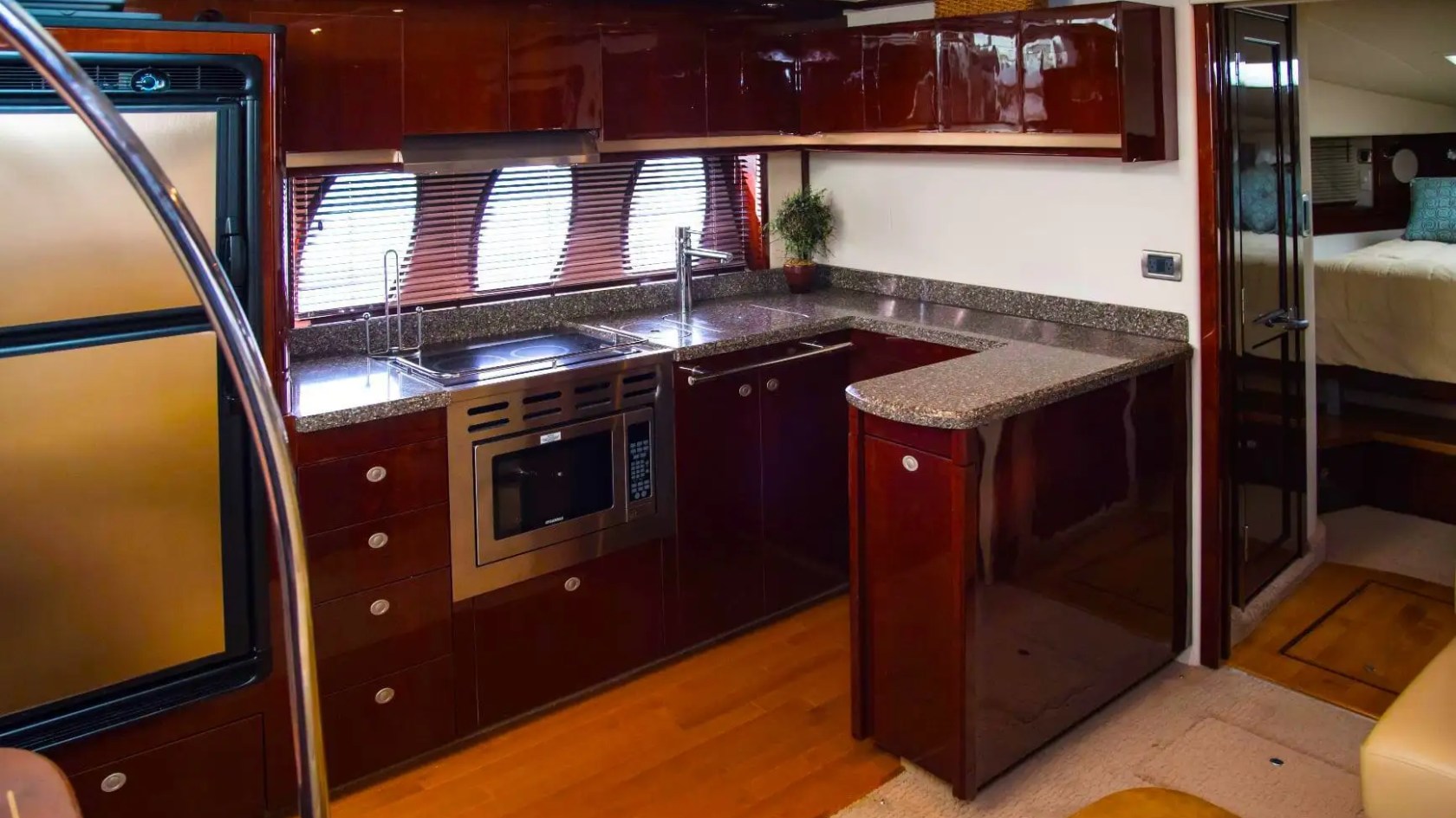 51′ SeaRay yacht interior galley and cabinetry