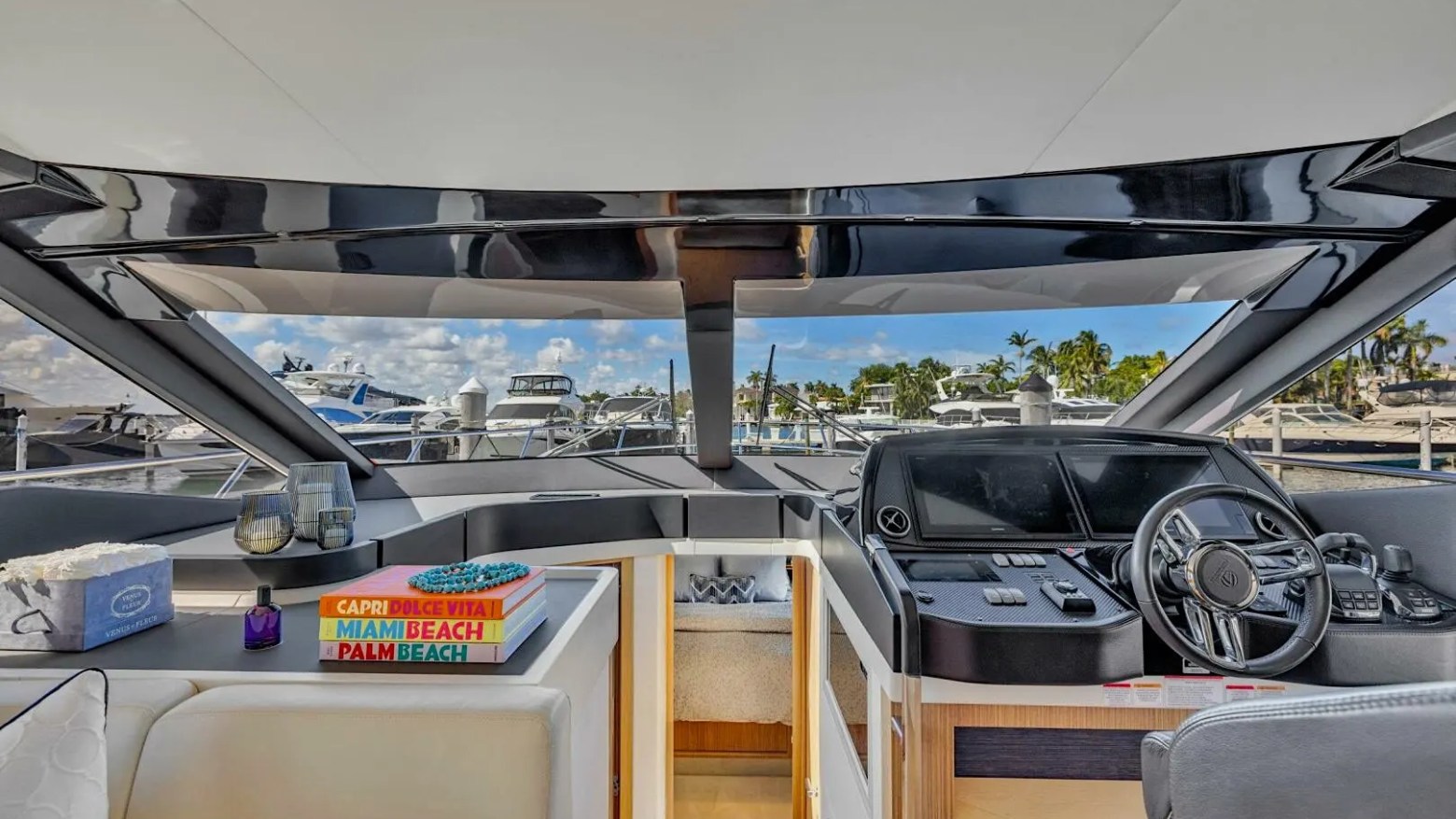 Interior helm of 52′ Absolute