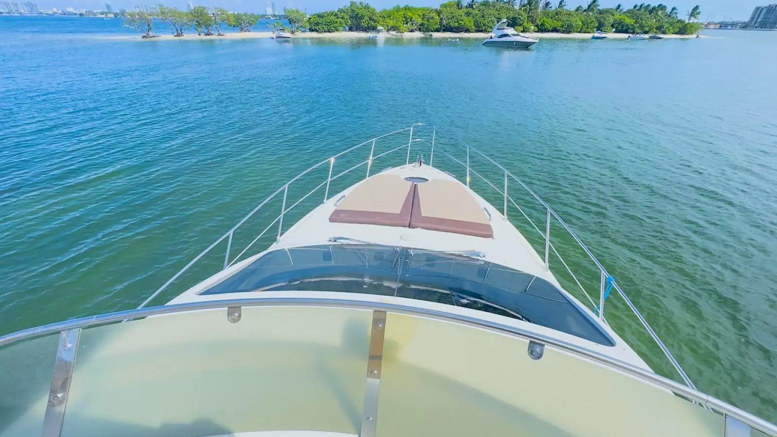 Stainless deck hardware accents on 53′ Azimut