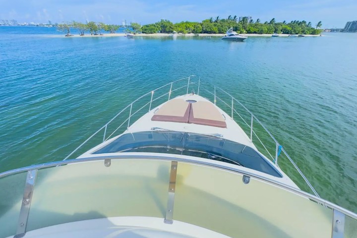 Stainless deck hardware accents on 53′ Azimut