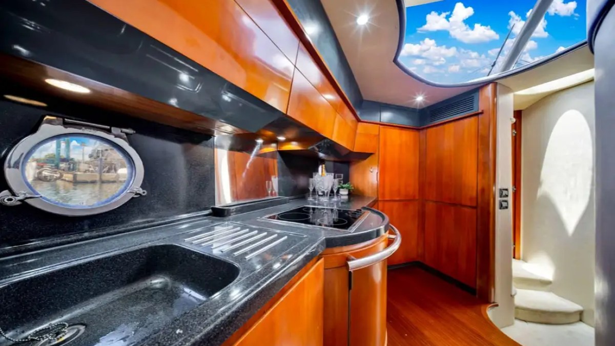 Galley kitchen on 55′ Azimut yacht