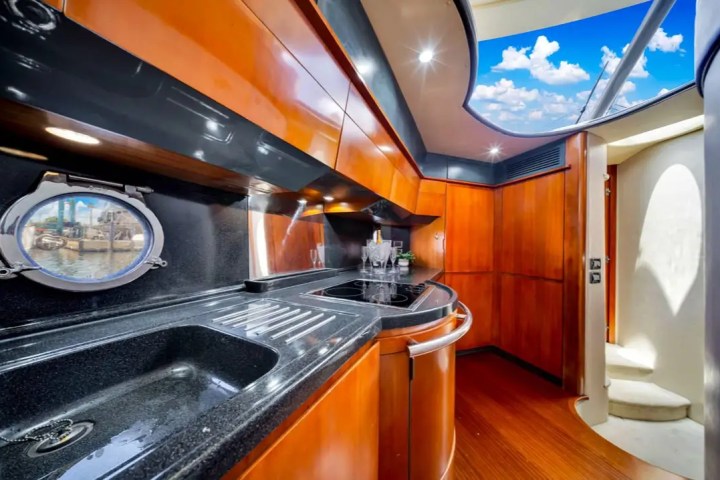 Galley kitchen on 55′ Azimut yacht