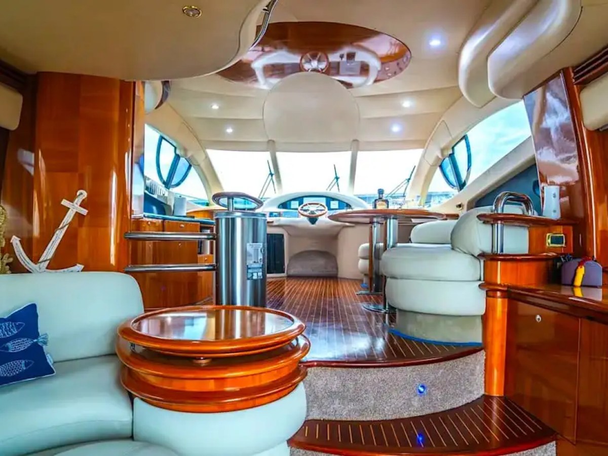 Lounge area aboard Azimut 57 Hollywood