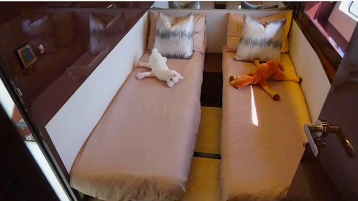 60′ Prestige yacht aft guest sleeping area