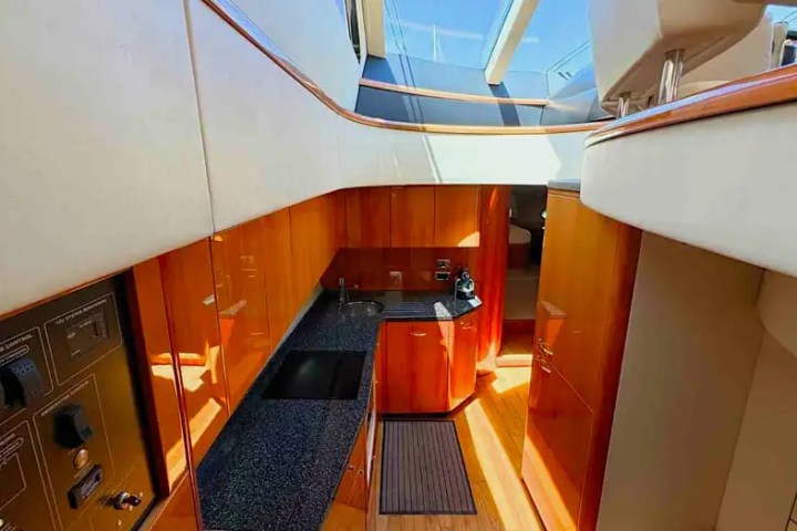 Storage cabinetry in interior on 60′ Sunseeker Miami