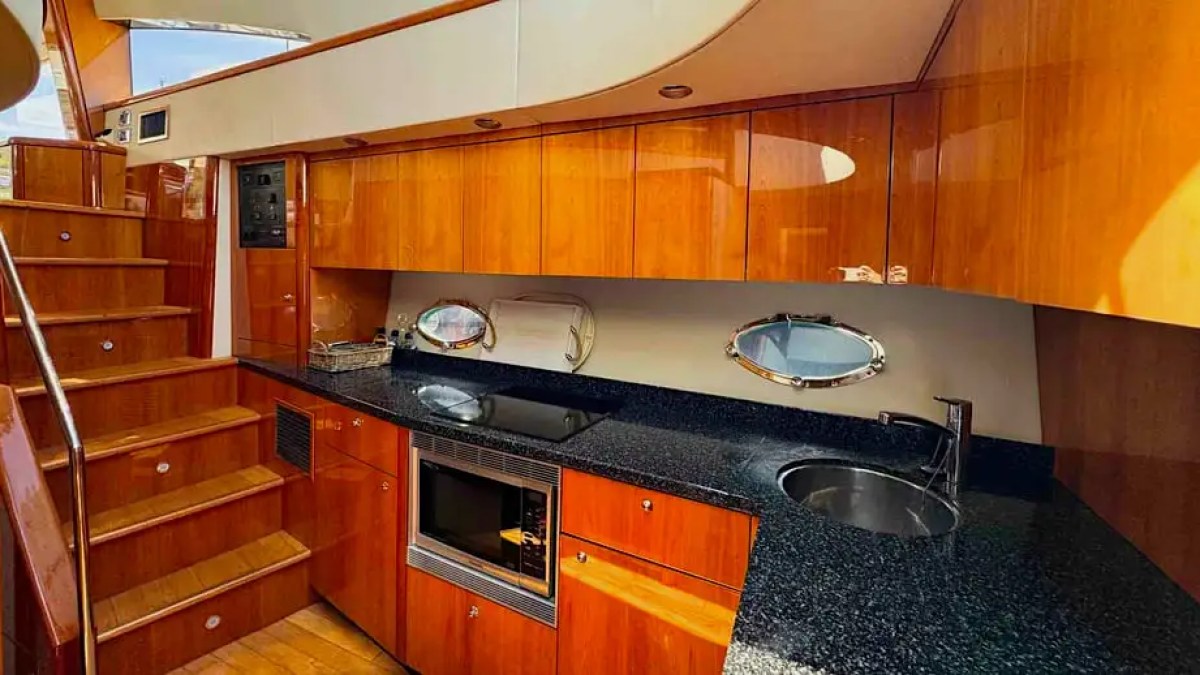 Galley area on 60′ Sunseeker Miami