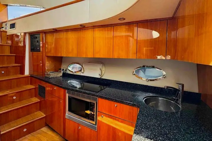 Galley area on 60′ Sunseeker Miami