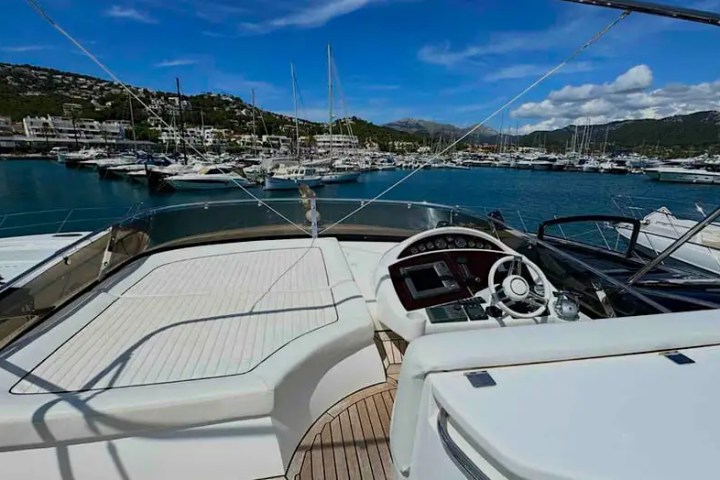 Helm station in action on 60′ Sunseeker Miami