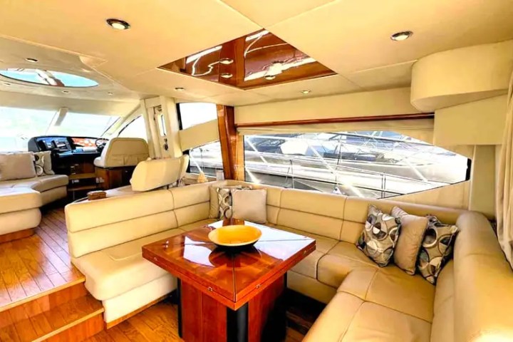 Salon interior on 60′ Sunseeker Miami