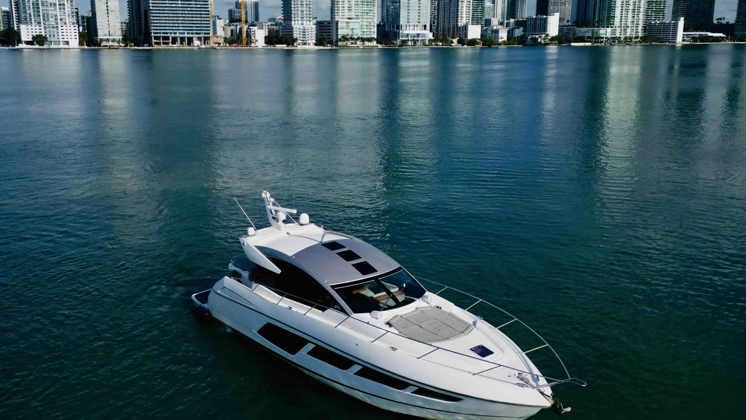 60ft Sunseeker yacht Miami drone top-down overhead view