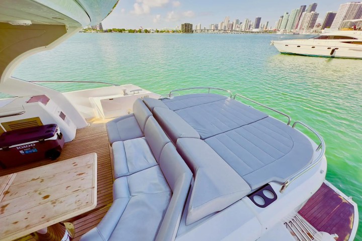 60ft Sunseeker yacht Miami stern seating with guests
