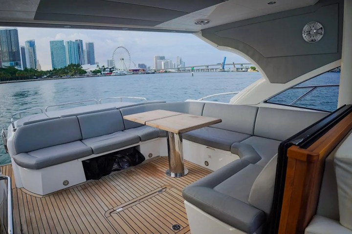 60ft Sunseeker yacht Miami deck teak flooring detail