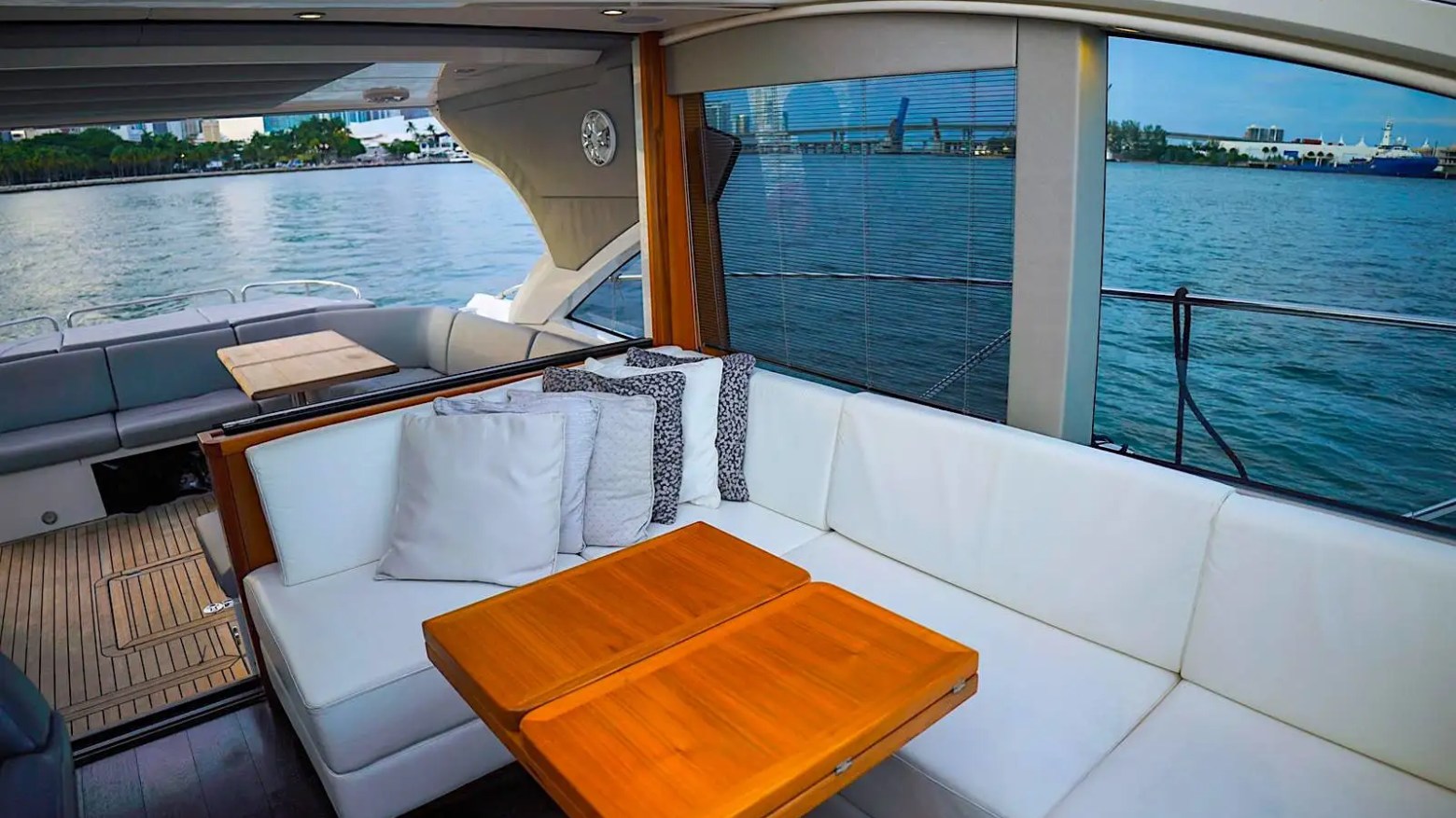 60ft Sunseeker yacht Miami indoor dining table