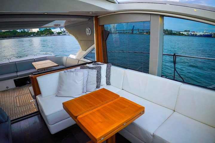 60ft Sunseeker yacht Miami indoor dining table