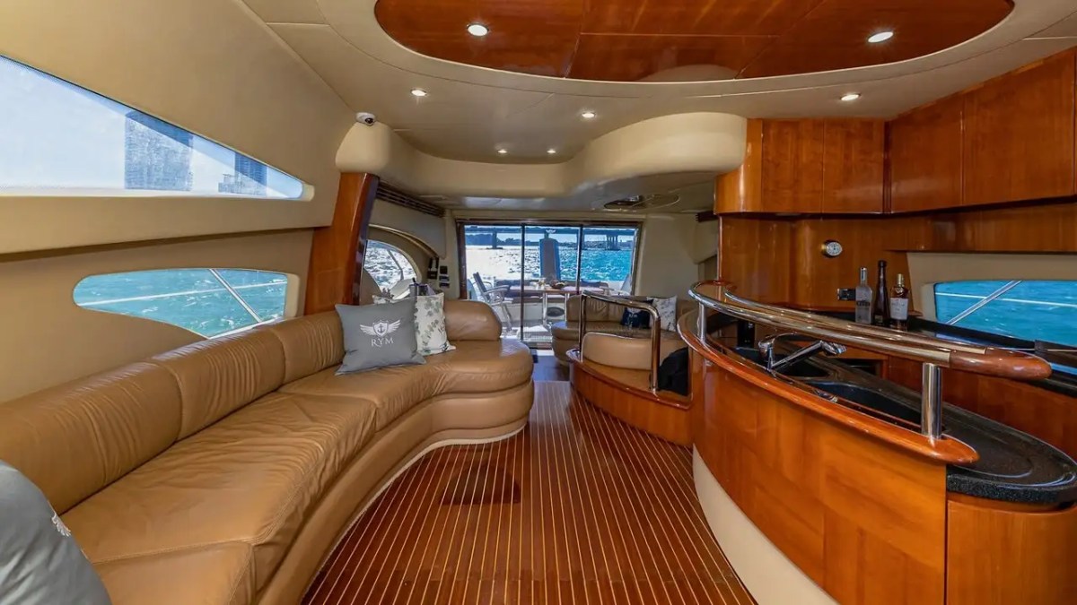 62′ Azimut 2 yacht interior galley and cabinetry