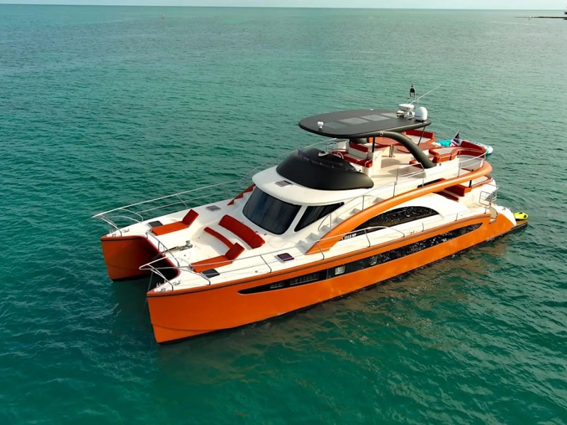 Anchor-stop bow scene on 62′ Powercat Miami