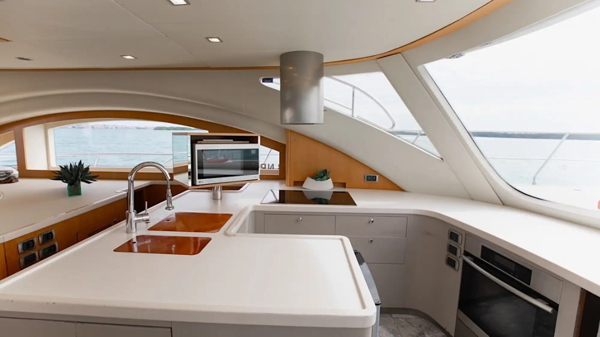 Galley overview on 62′ Powercat Miami
