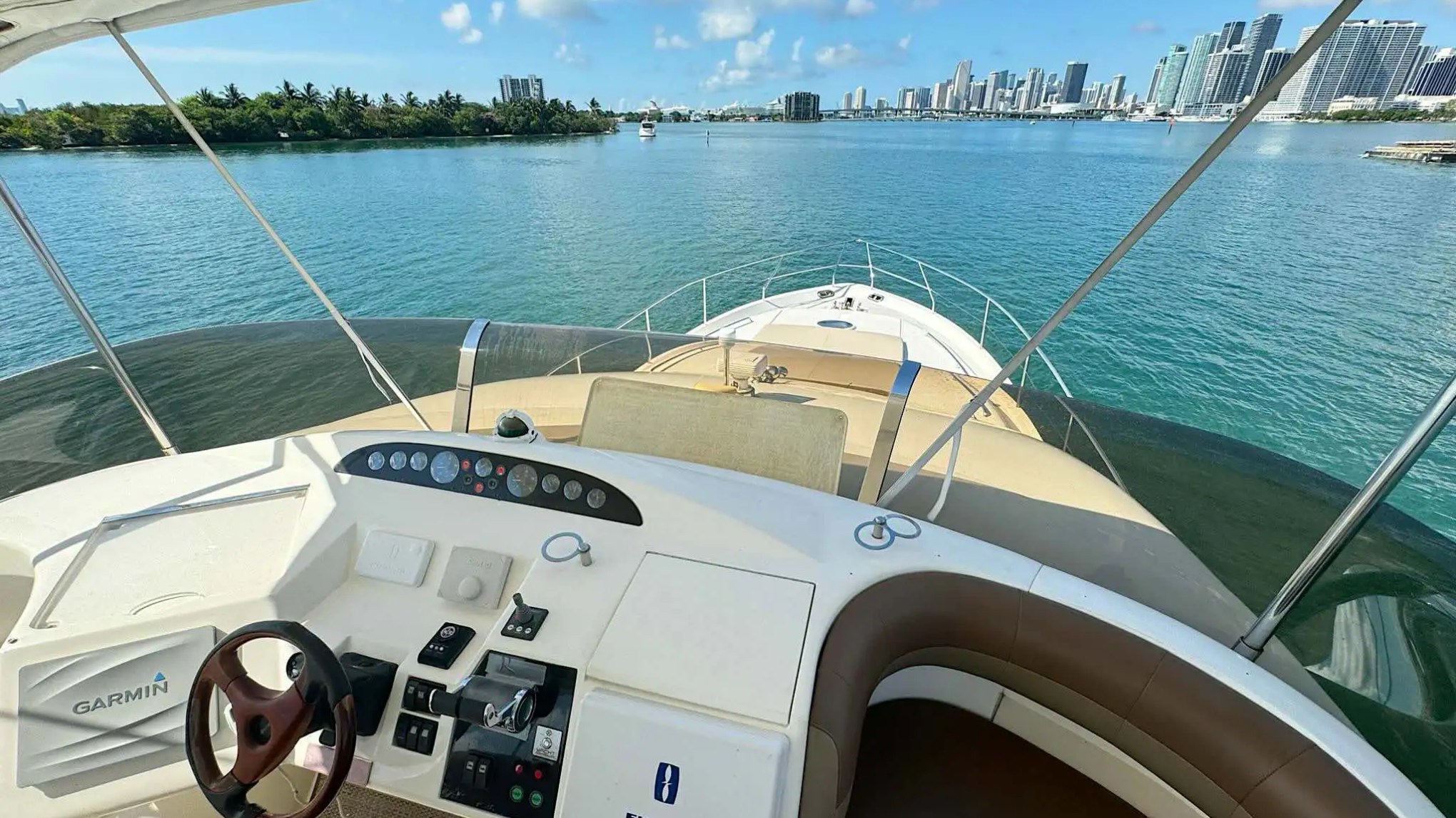 65ft Viking yacht Miami polished stainless bow rails