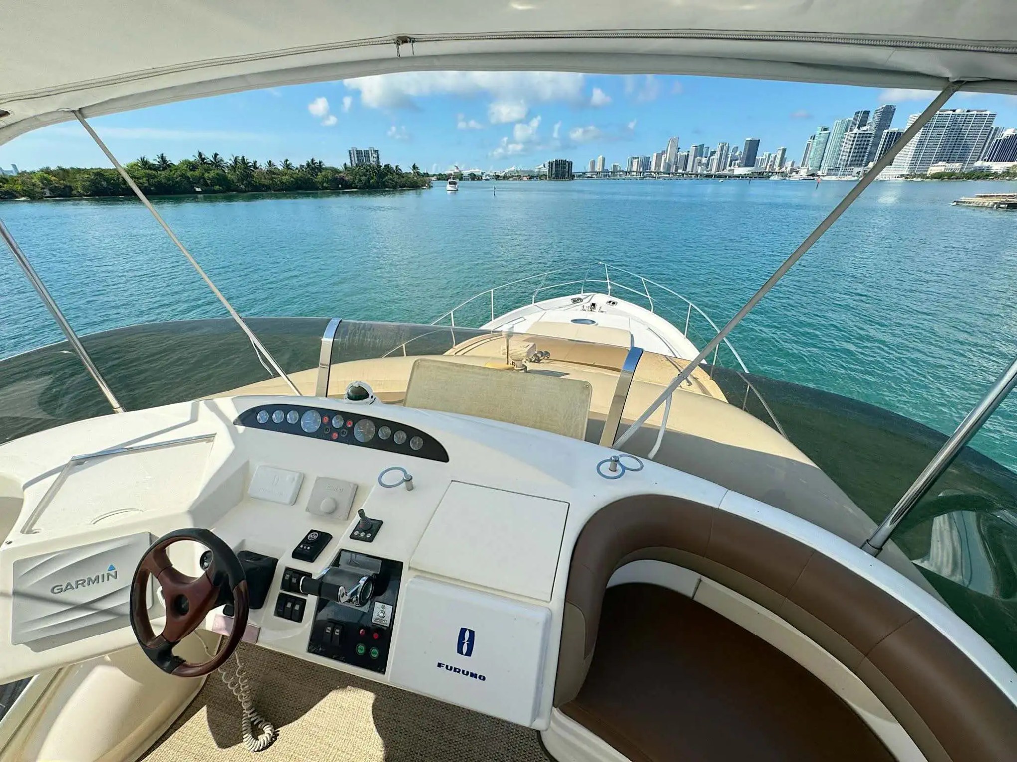 65ft Viking yacht Miami polished stainless bow rails