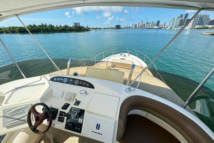 65ft Viking yacht Miami polished stainless bow rails