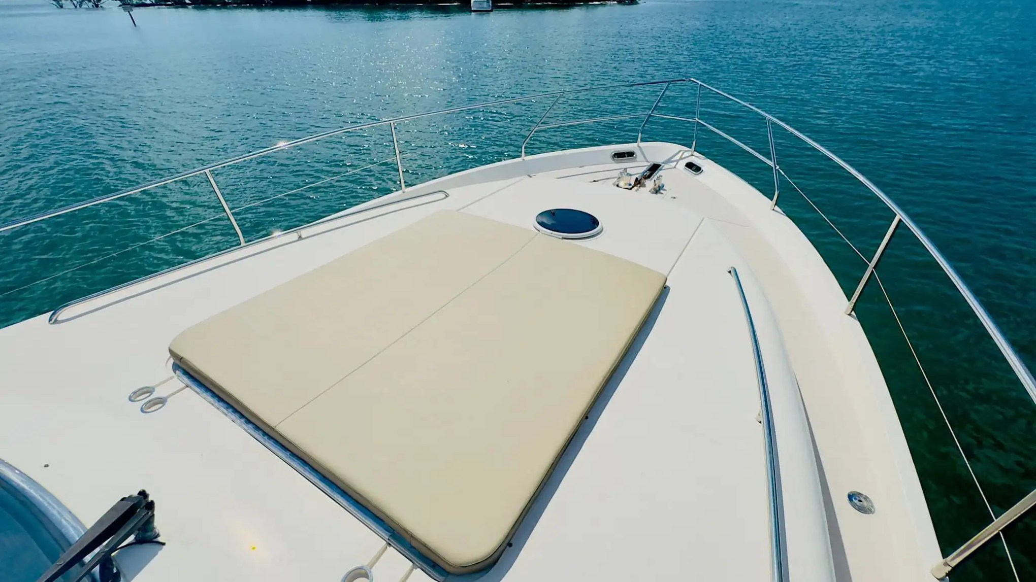65ft Viking yacht Miami bow luxury sun pads
