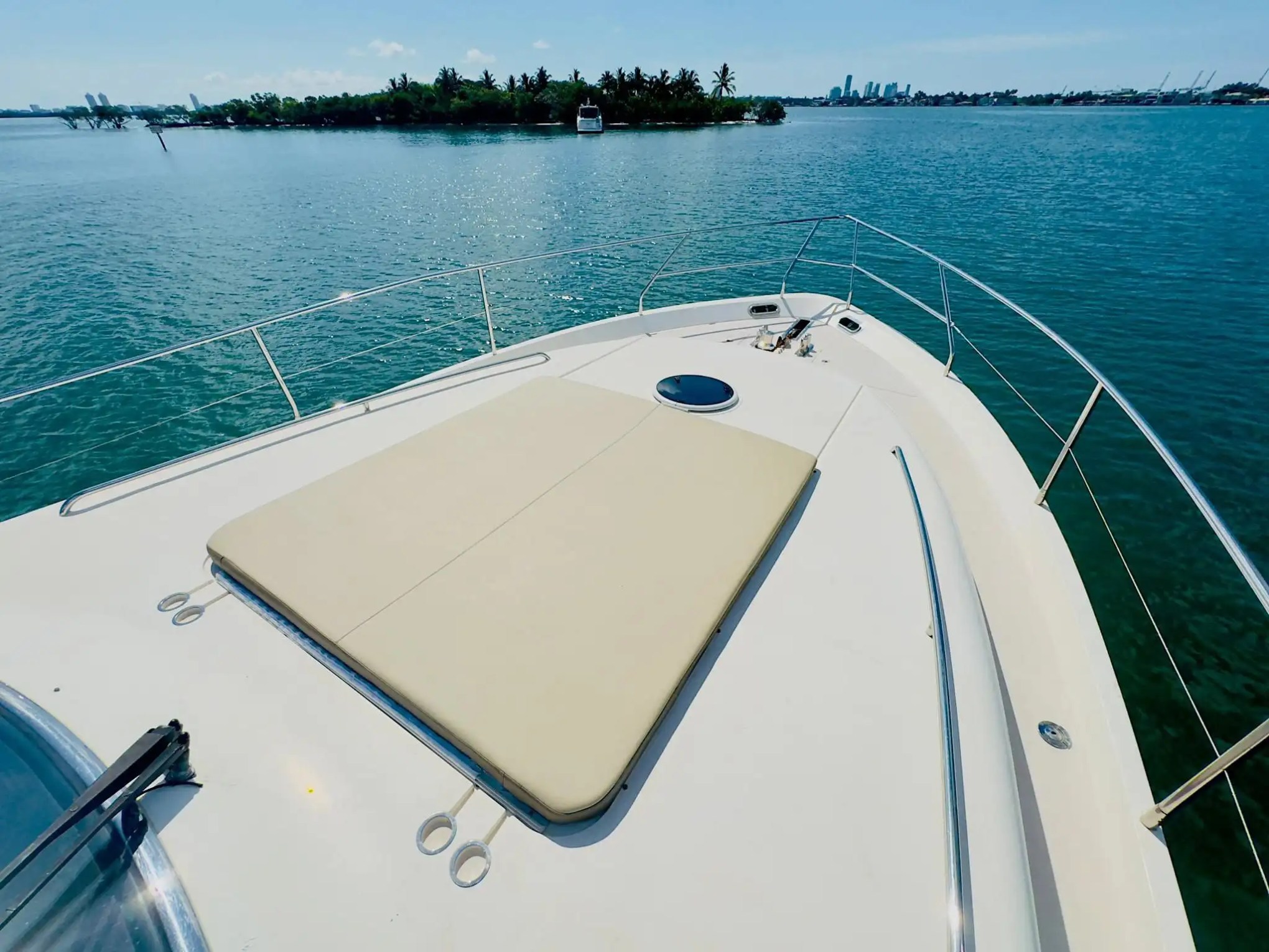 65ft Viking yacht Miami bow luxury sun pads
