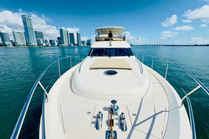 65ft Viking yacht Miami polished stainless bow rails