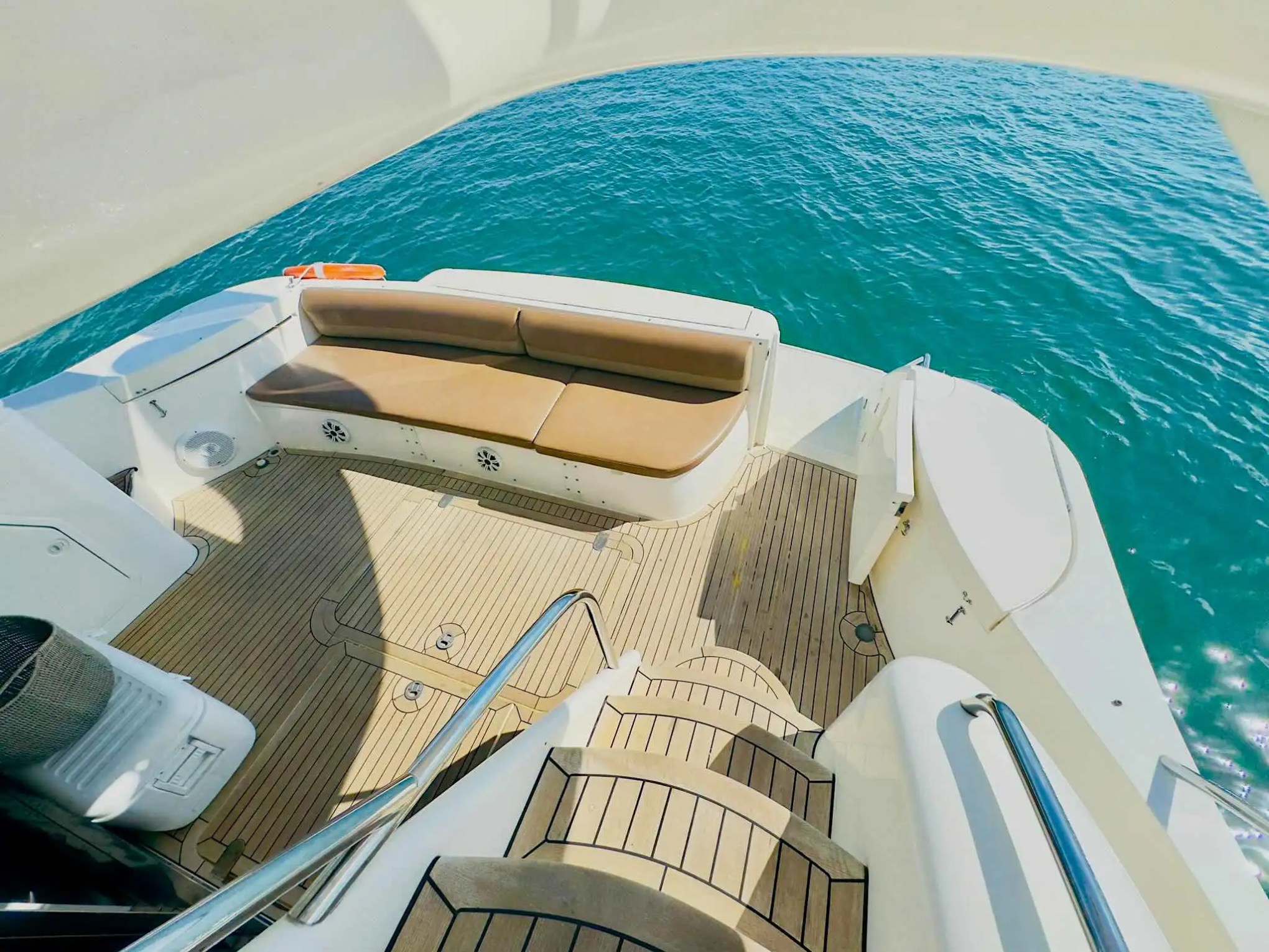 65ft Viking yacht Miami bow seating at anchor